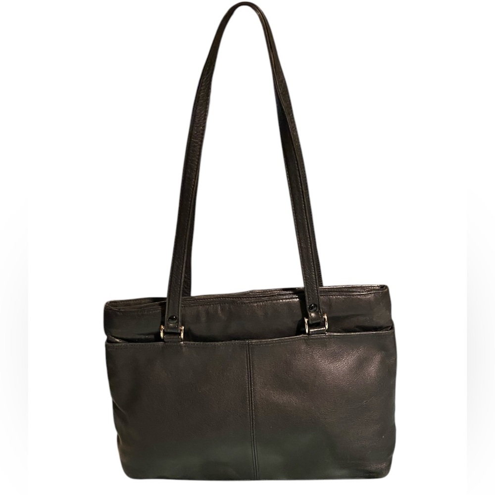 1980’s Albi Black Leather Shoulder Bag with Elegant Design